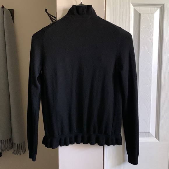 LOFT Black Ruffle Trim Cardigan PXS - Picture 3 of 8